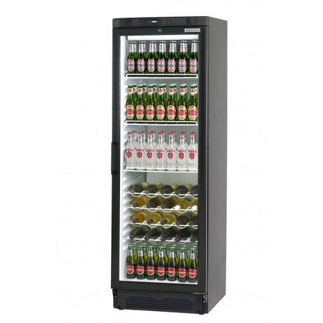 Autonumis RZC00001 Hi-Line Black Hinged Glass Single Door Bottle Cooler  220 x 330ml Bottles / 301 x 330ml Cans