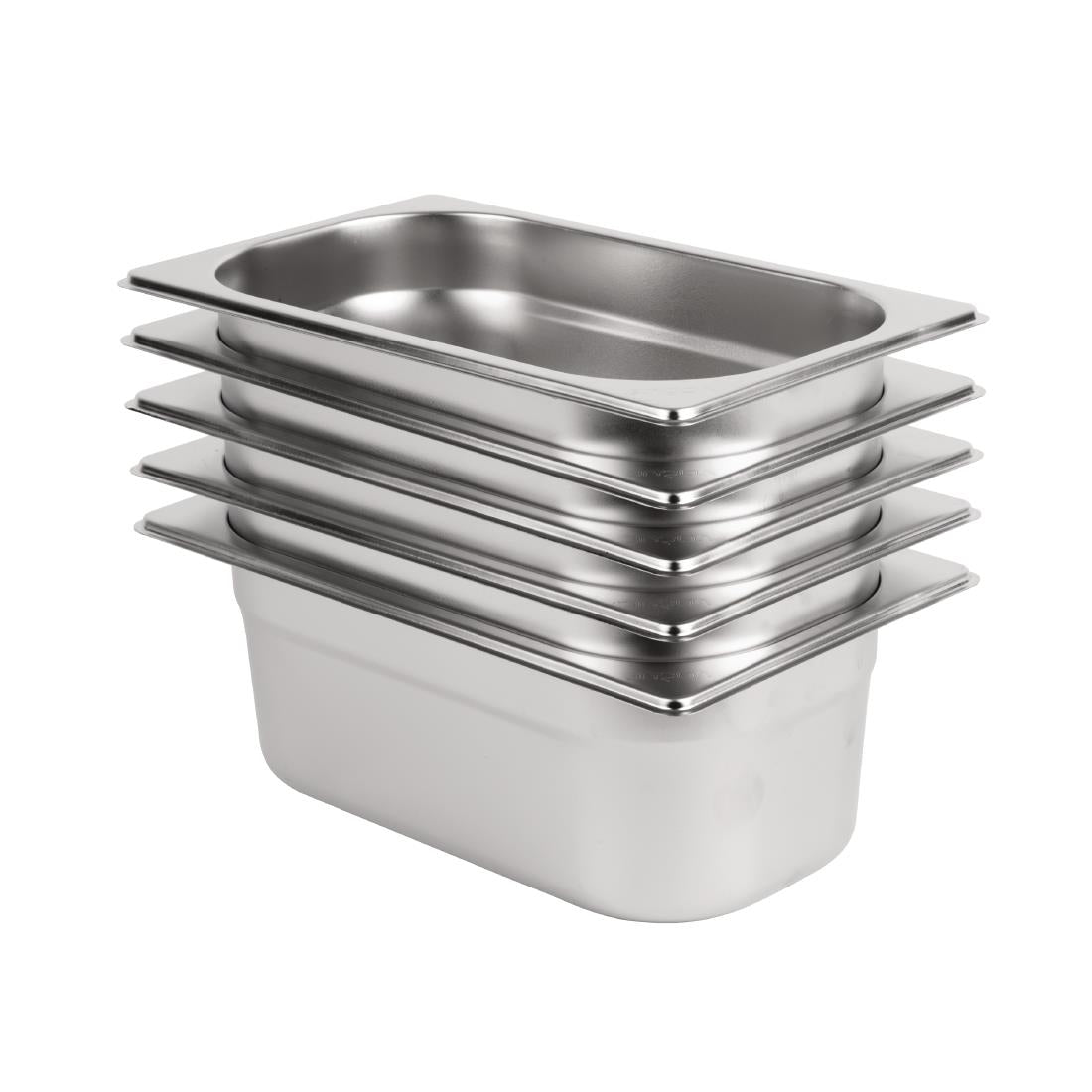 Vogue Stainless Steel Gastronorm Container Kit 1/4 (5 pack)