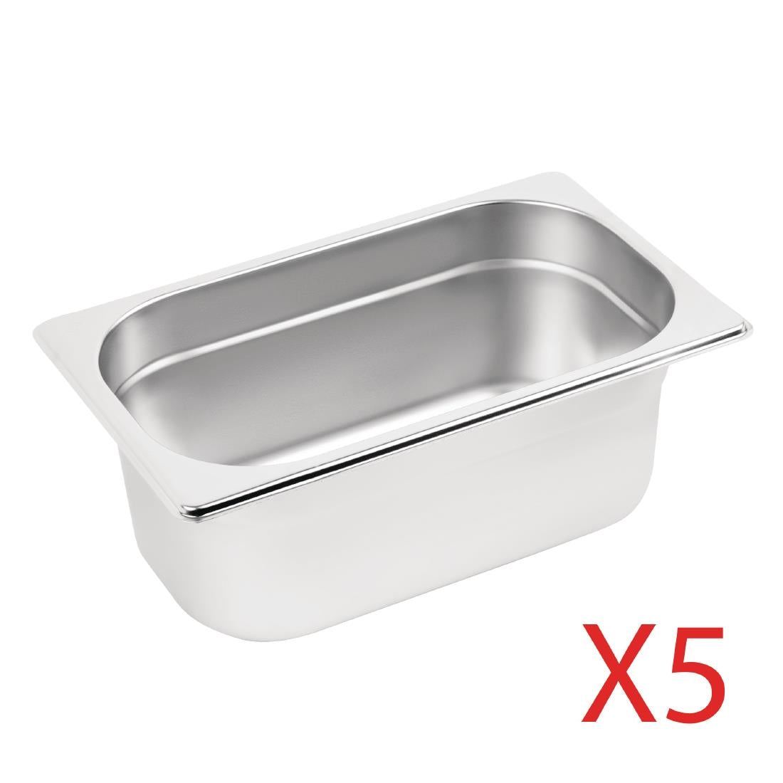 Vogue Stainless Steel Gastronorm Container Kit 1/4 (5 pack)