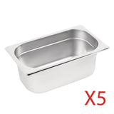Vogue Stainless Steel Gastronorm Container Kit 1/4 (5 pack)