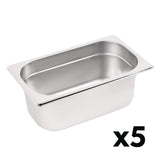 Vogue Stainless Steel Gastronorm Container Kit 1/4 (5 Pack)
