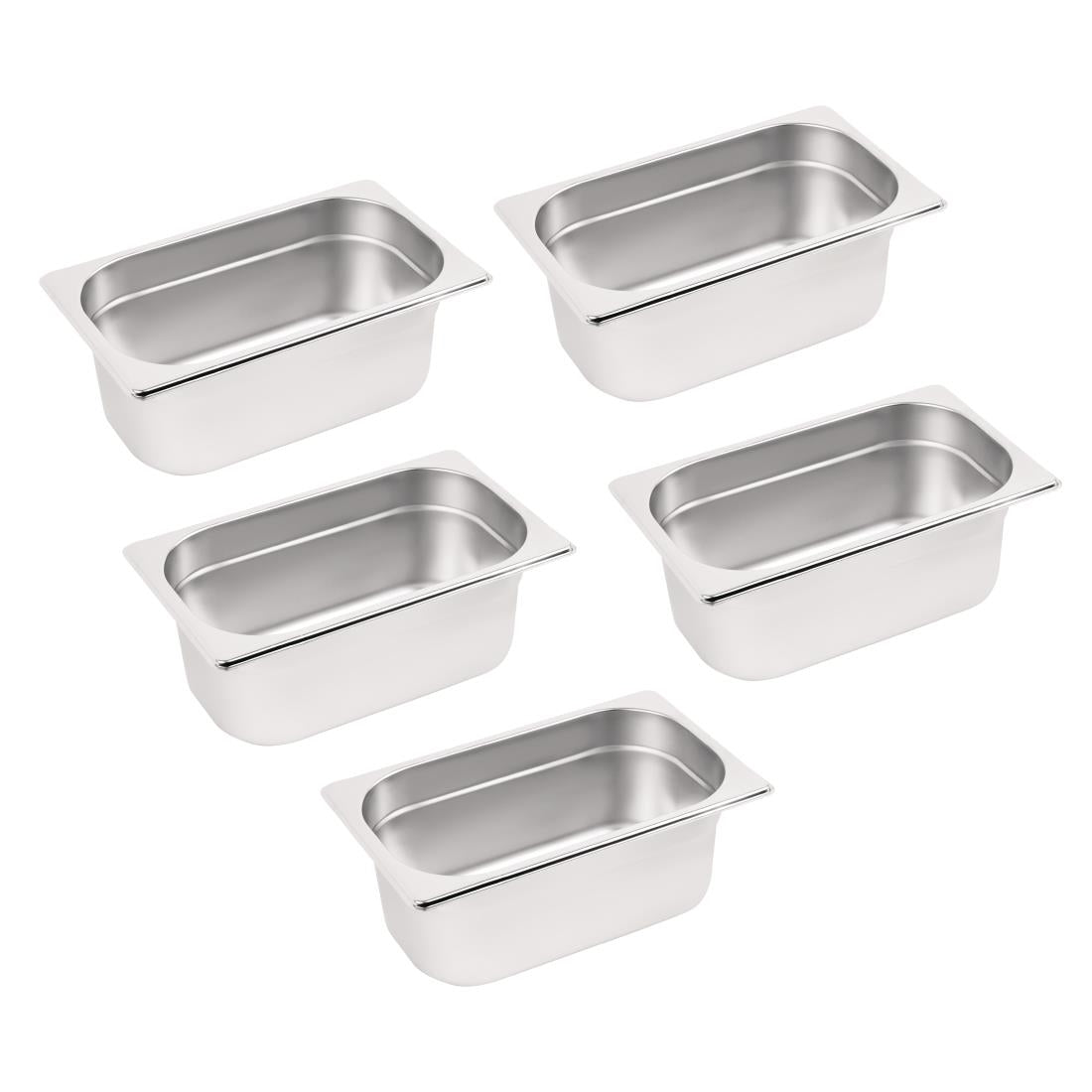Vogue Stainless Steel Gastronorm Container Kit 1/4 (5 Pack)