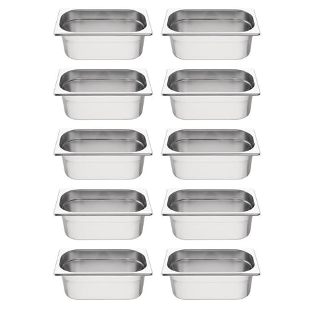 Vogue Stainless Steel Gastronorm Container Kit 1/4 (10 Pack)