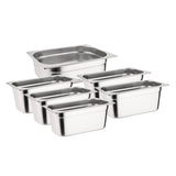 Vogue Stainless Steel Gastronorm Tray Set 5x 1/3 & 1x 1/2