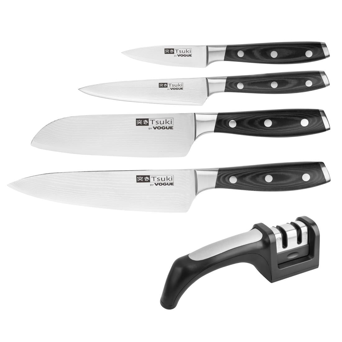 Vogue Tsuki 4-Piece Knife Set & Sharpener
