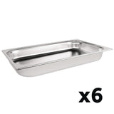 Vogue Stainless Steel 1/1 Gastronorm Trays 65mm (6 Pack)