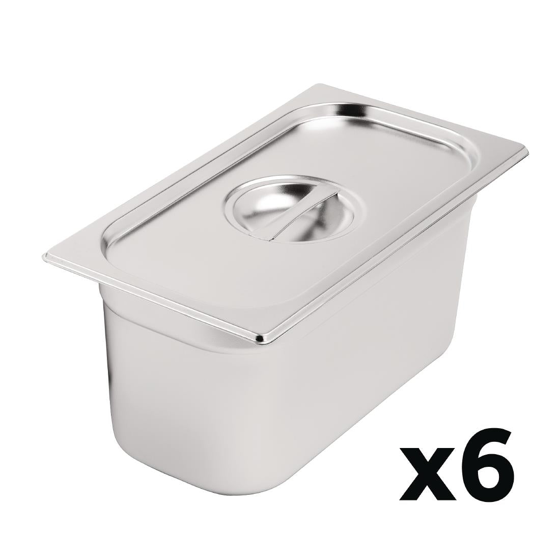 Vogue Stainless Steel 1/3 Gastronorm Tray Set with Lids (3 Pack)
