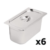 Vogue Stainless Steel 1/3 Gastronorm Tray Set with Lids (3 Pack)