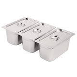 Vogue Stainless Steel 1/3 Gastronorm Tray Set with Lids (3 Pack)