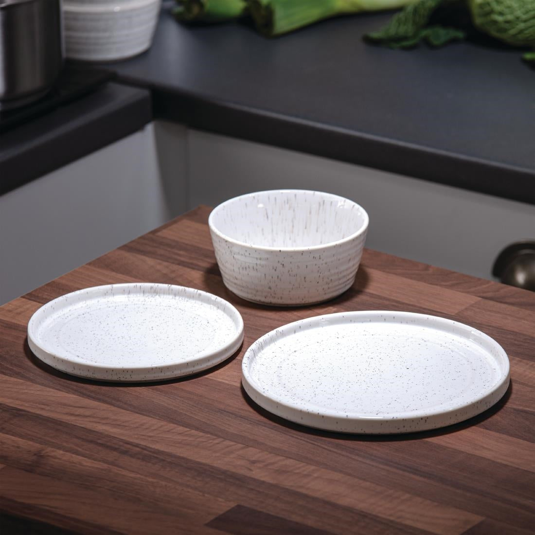 Olympia Cavolo Serve Like A Pro 18-Piece White Speckle Dinner Set