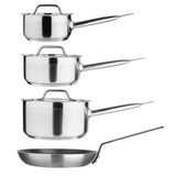 Nisbets Essentials Cook Like A Pro Stainless Steel & Aluminium 4-Piece Saucepan and Frying Pan Set