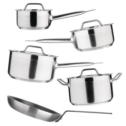 Nisbets Essentials Cook Like A Pro Stainless Steel & Aluminium 5-Piece Cookware Set