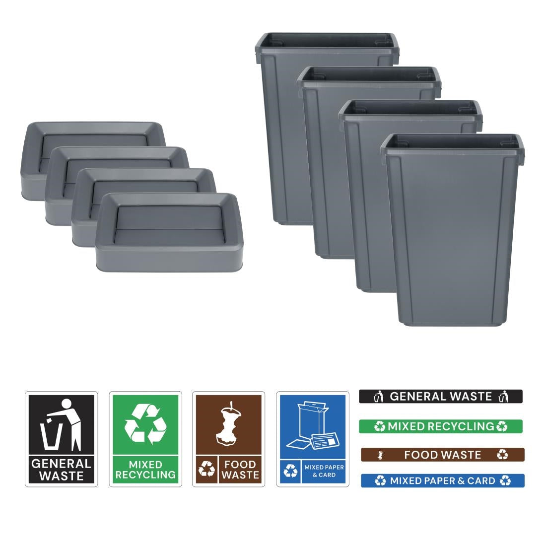 Jantex Simpler Recycling Slim Bin Bundle Grey 4x 60Ltr