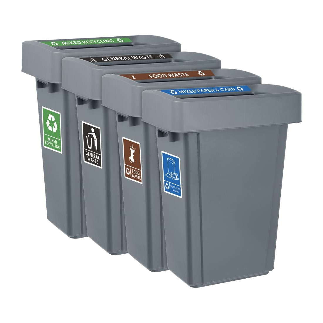 Jantex Simpler Recycling Slim Bin Bundle Grey 4x 60Ltr