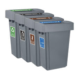 Jantex Simpler Recycling Slim Bin Bundle Grey 4x 60Ltr