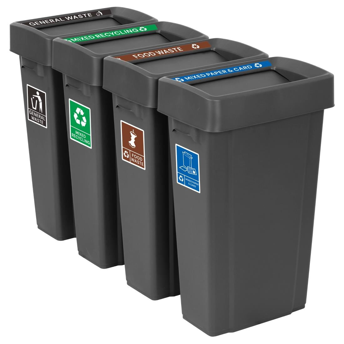 Jantex Simpler Recycling Slim Bin Bundle Black 4x 80Ltr