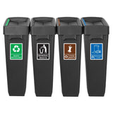 Jantex Simpler Recycling Slim Bin Bundle Black 4x 80Ltr