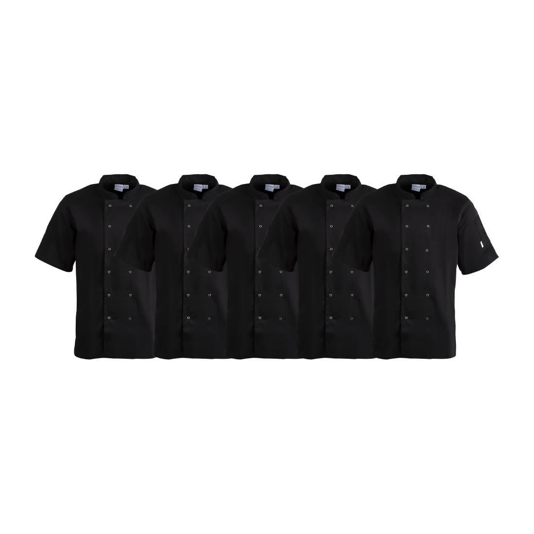 Whites Vegas Unisex Chef Jackets Black S (5 Pack)