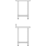 Vogue Stainless Steel Prep Table with Upstand 600mm