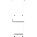 Vogue Stainless Steel Prep Table with Upstand 600mm