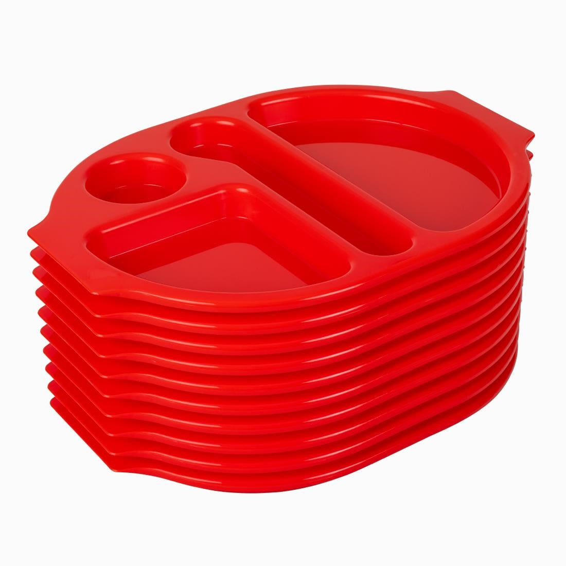 Olympia Kristallon PP Oval Compartment Food Tray Red 375mm