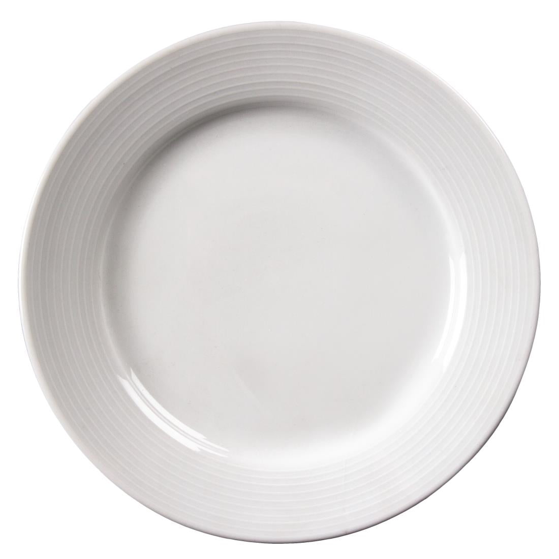 Olympia Linear Wide Rimmed Plates White 200mm (12 Pack)