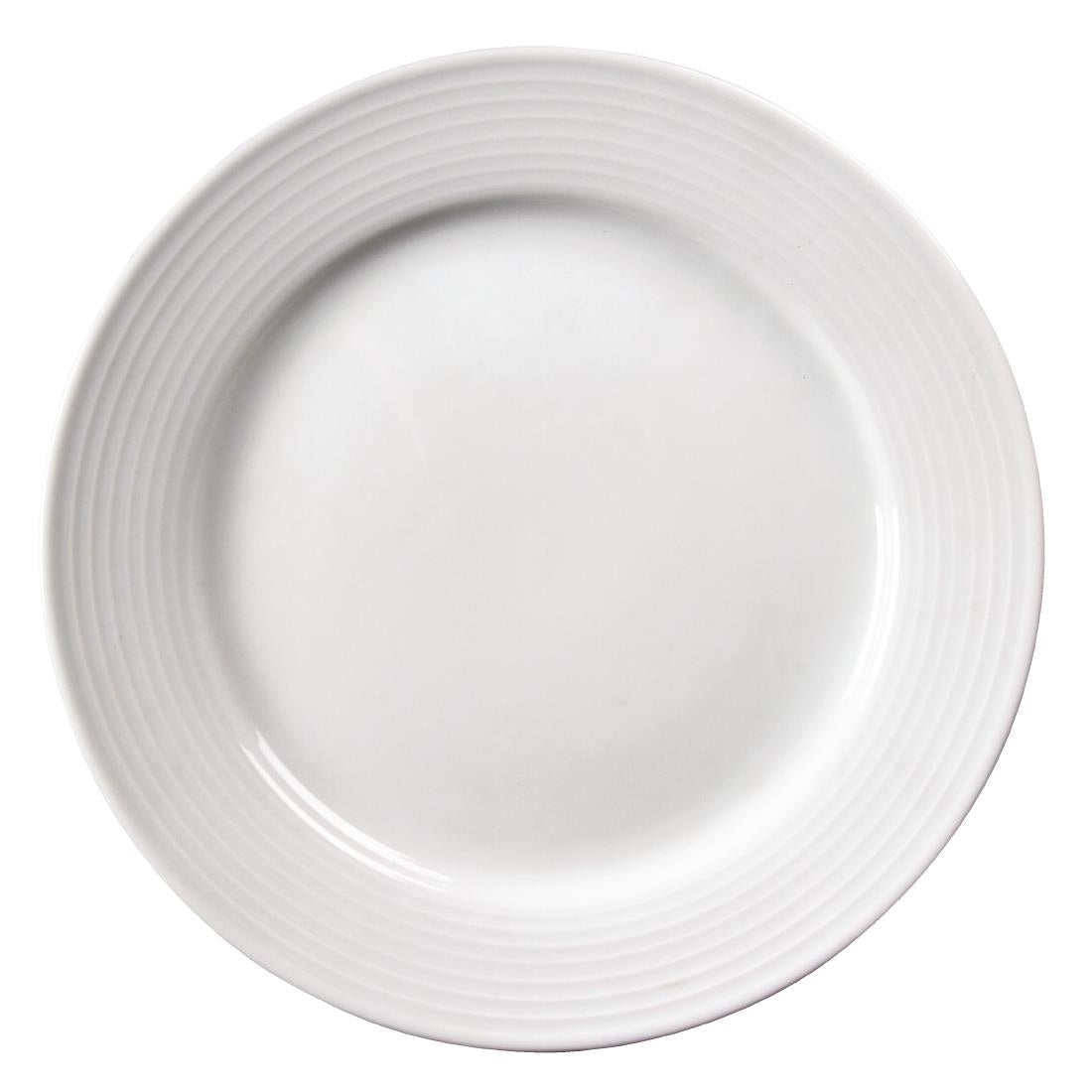 Olympia Linear Wide Rimmed Plates White 250mm (12 Pack)