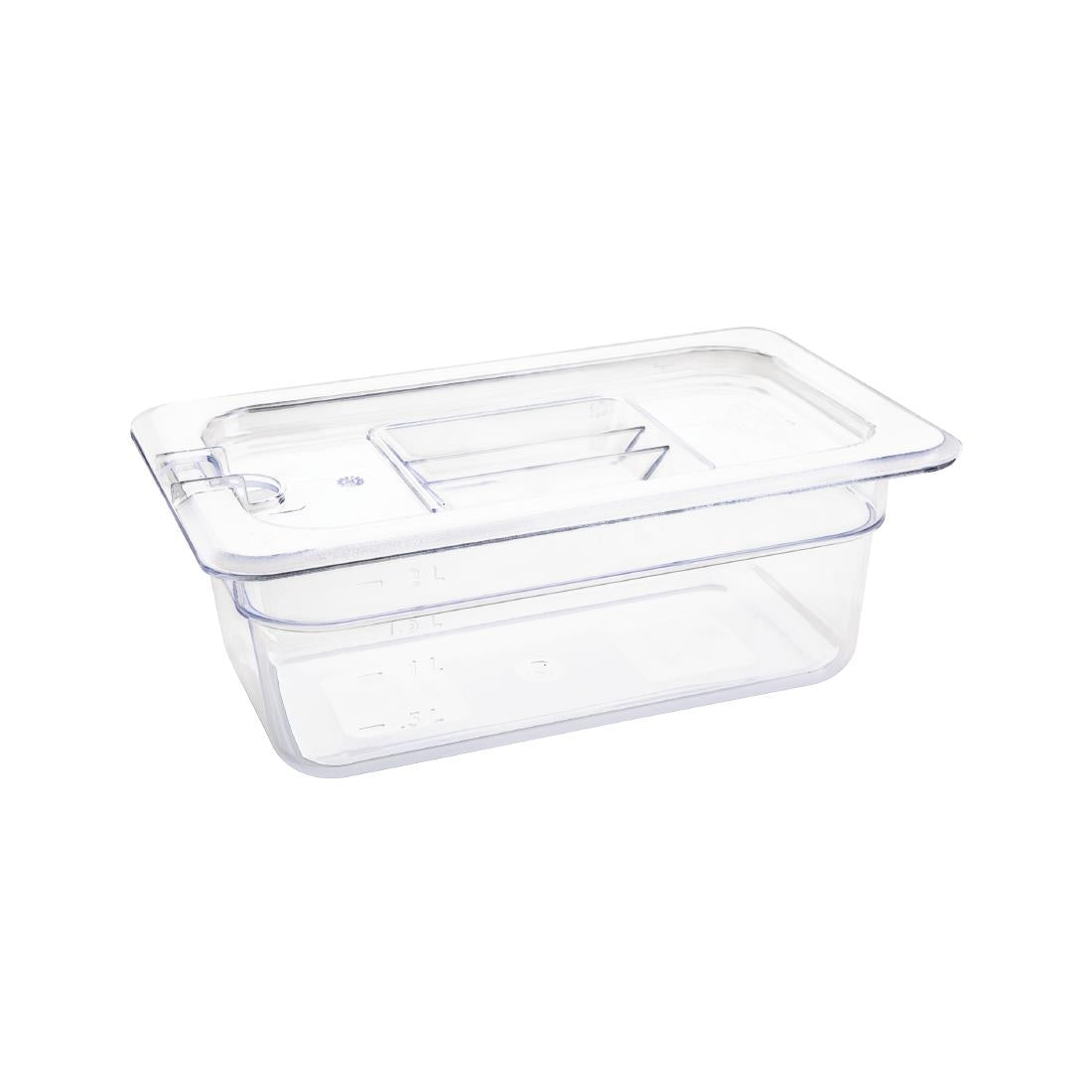 Vogue Polycarbonate 1/4 Gastronorm Container 100mm Clear