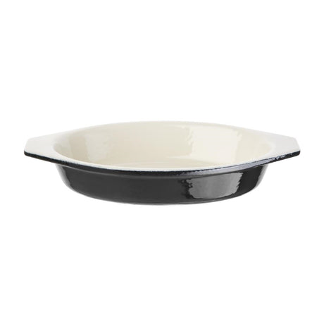 Vogue Cast Iron Oval Gratin Dish Black 650ml