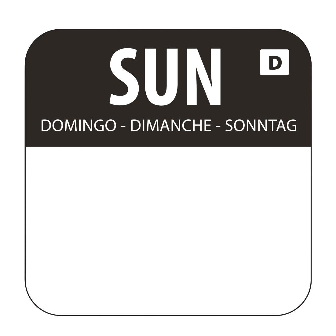Hygiplas Dissolvable Food Rotation Labels Sunday (1000 pack)