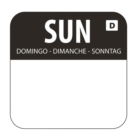 Hygiplas Dissolvable Food Rotation Labels Sunday (1000 pack)