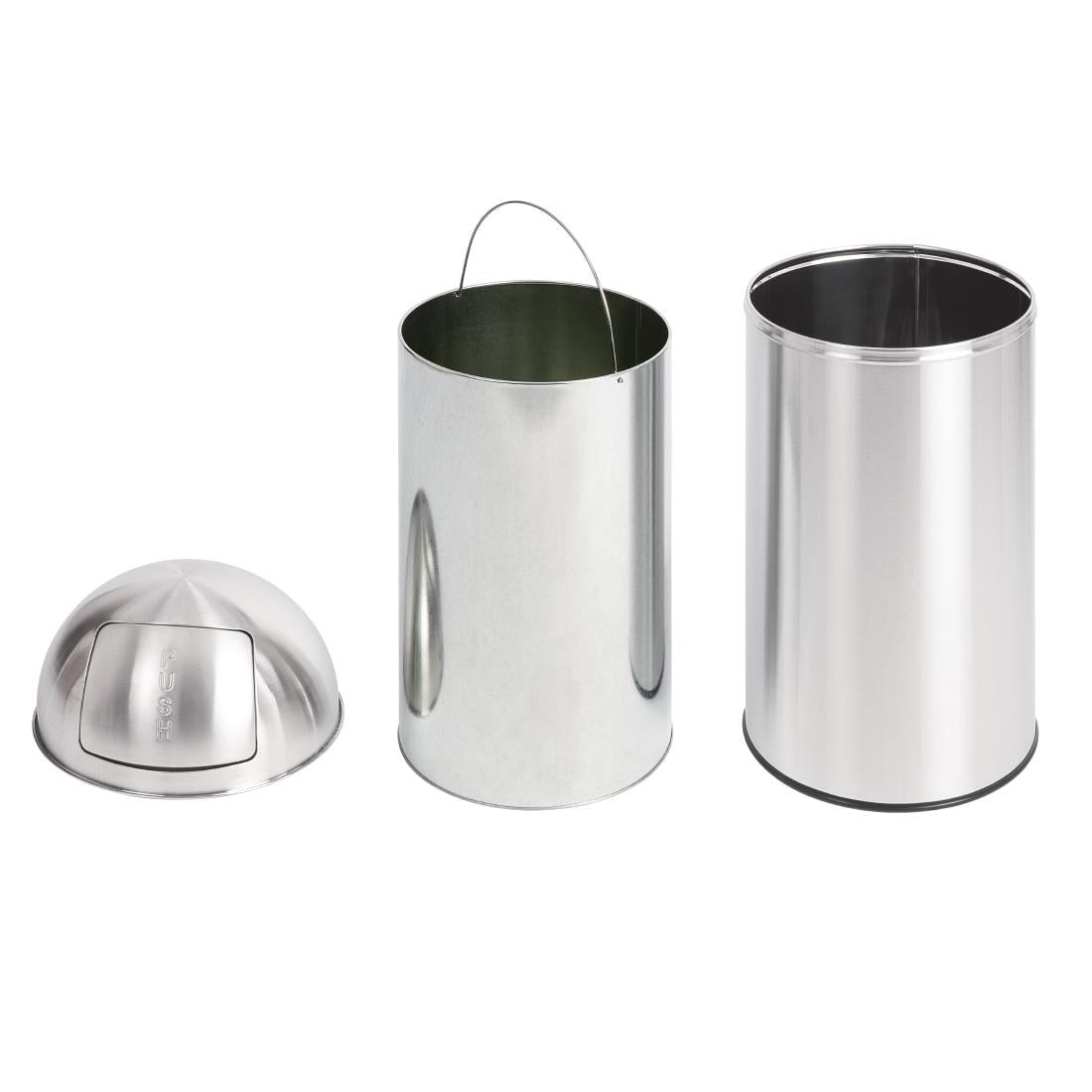 Bolero Bullet Bin with Push Top Stainless Steel 40Ltr