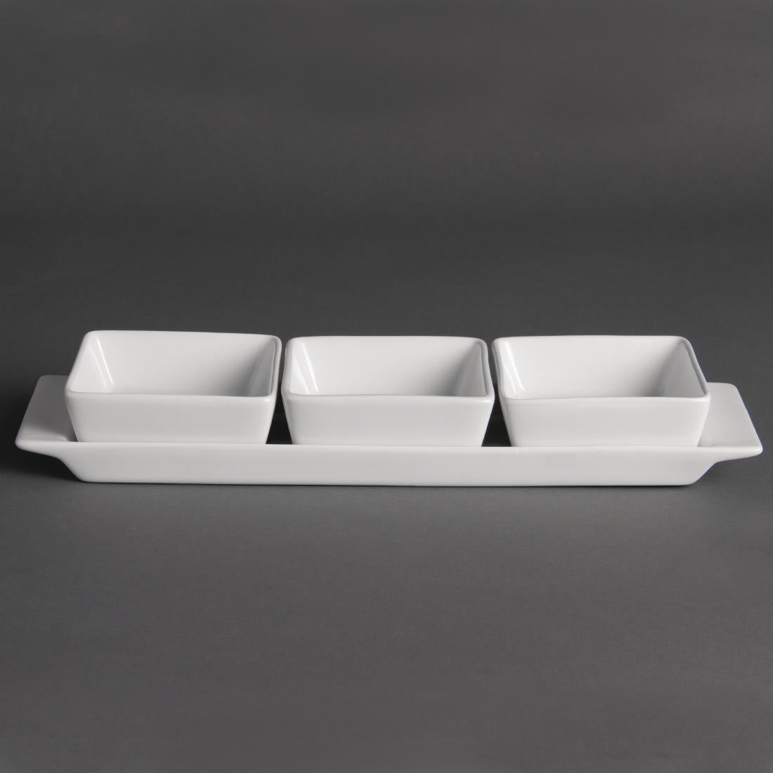 Olympia Whiteware Snack Dishes with Plates 3 Section (2 Pack)
