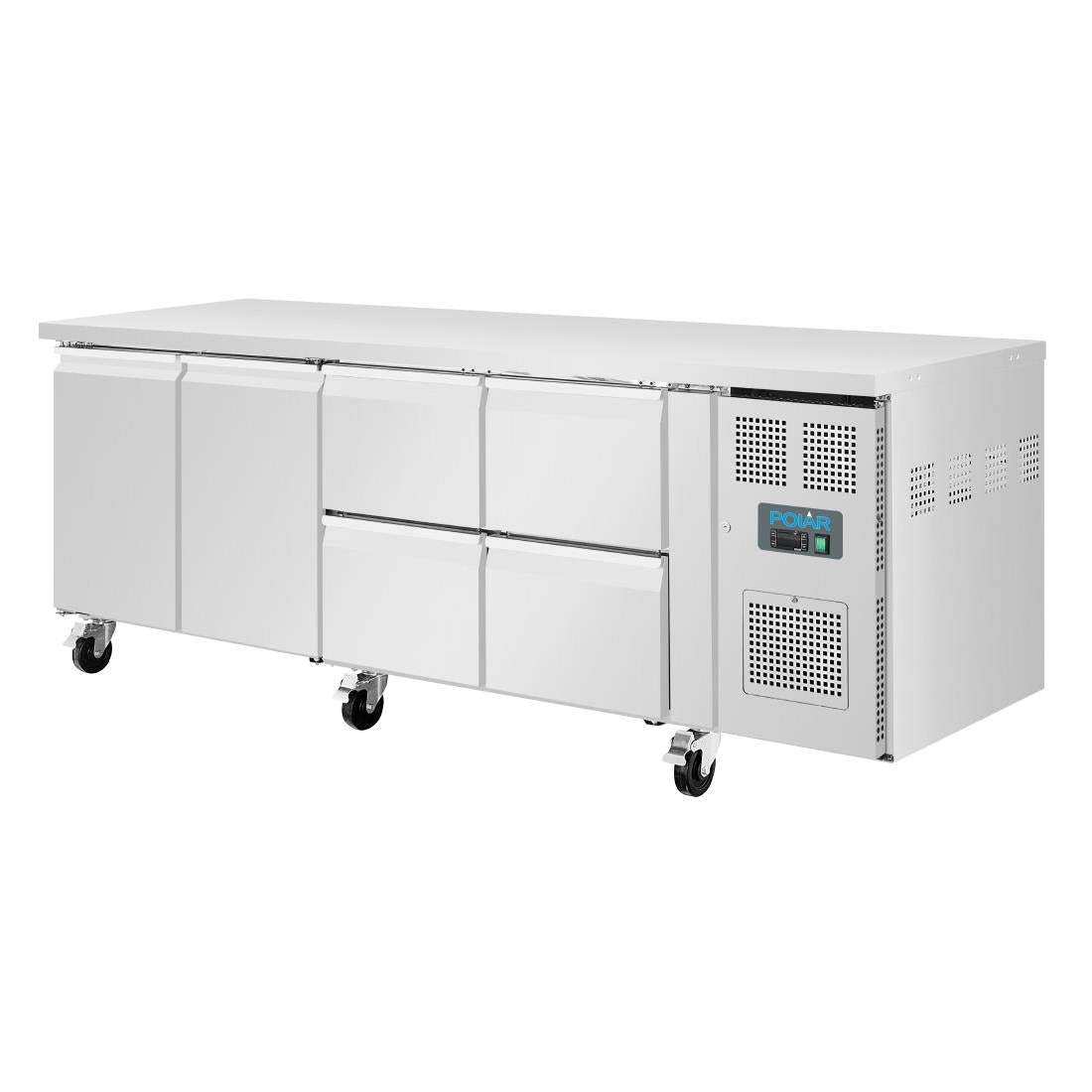 Polar U-Series Double Door and 4 Drawer Counter Fridge 476Ltr