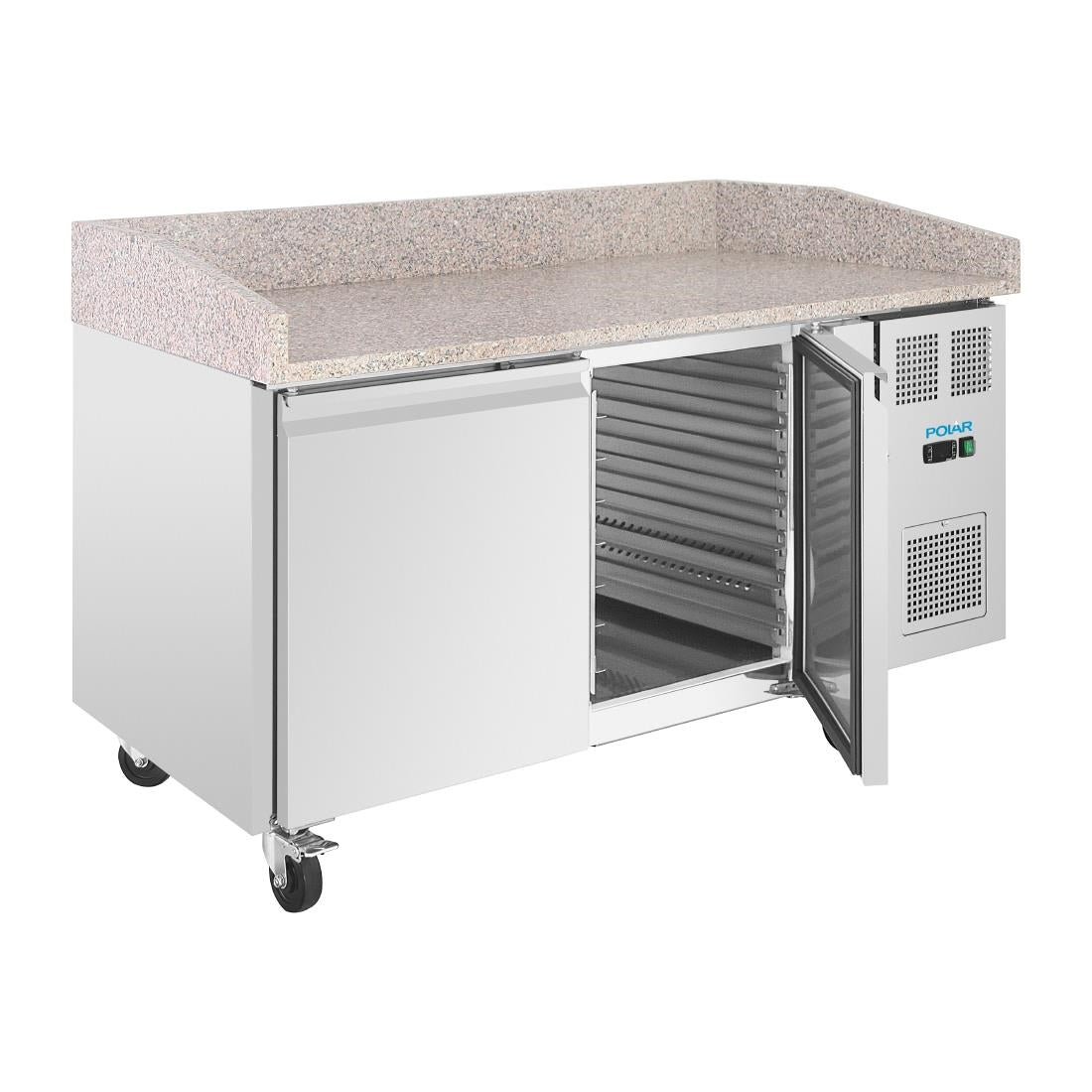 Polar U-Series Double Door Pizza Counter with Granite Top 428Ltr