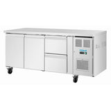 Polar U-Series 2 Door & 2 Drawer Counter Fridge 242Ltr