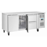 Polar U-Series 2 Door & 2 Drawer Counter Fridge 242Ltr