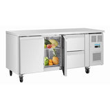 Polar U-Series 2 Door & 2 Drawer Counter Fridge 242Ltr