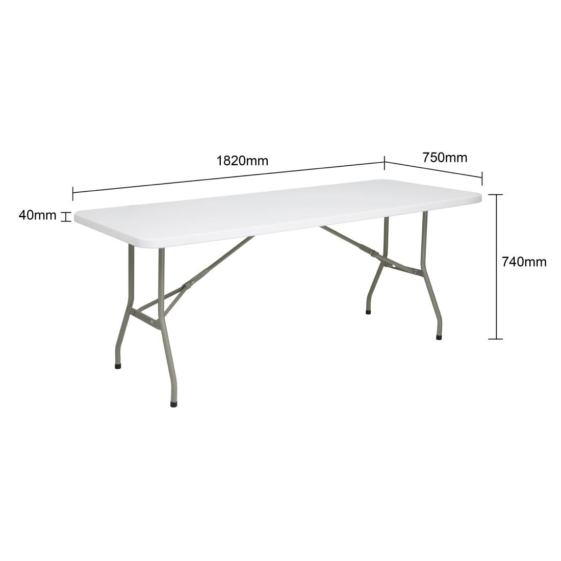 Bolero Rectangular Folding Table 6ft White