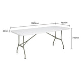 Bolero Rectangular Folding Table 6ft White