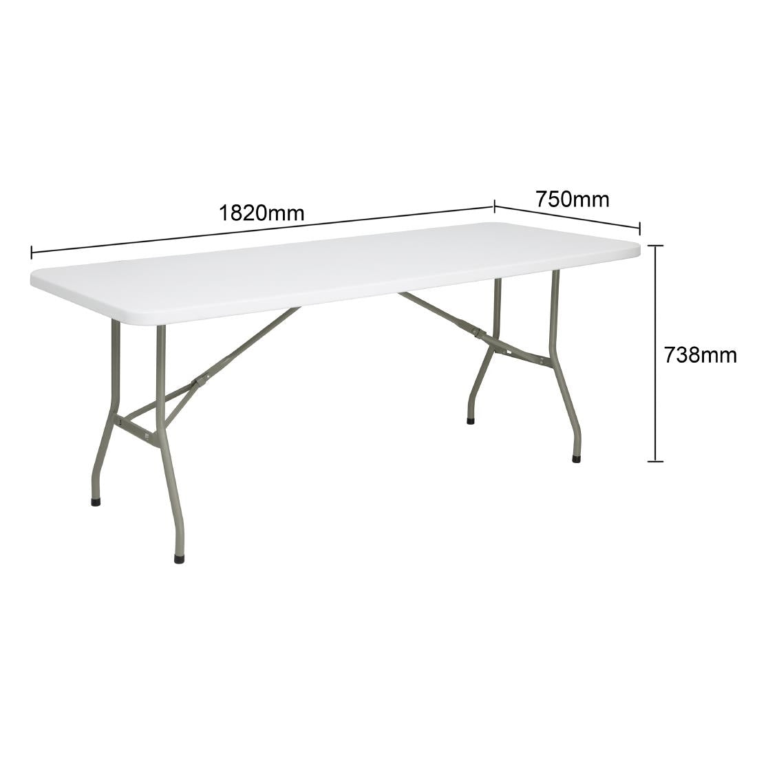 Bolero Rectangular Folding Table 6ft White