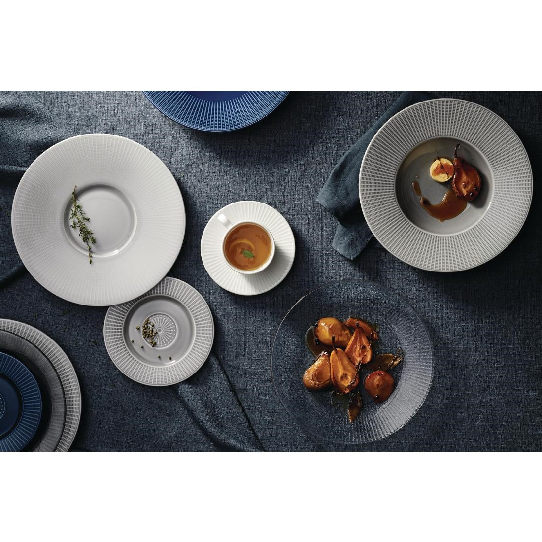 Steelite Willow Azure Accent Gourmet Plates Blue 185mm (12 Pack)