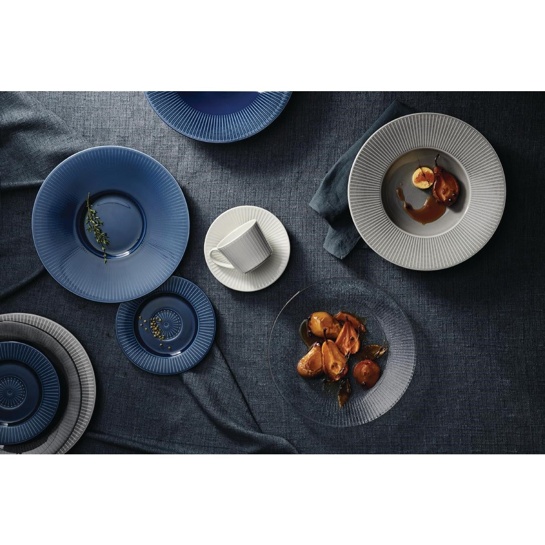 Steelite Willow Azure Accent Gourmet Plates Blue 185mm (12 Pack)