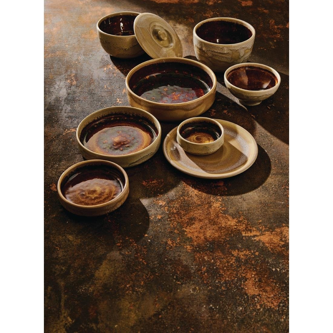 Steelite Aurora Vesuvius Amber Round Stacking Trays 165mm (12 Pack)