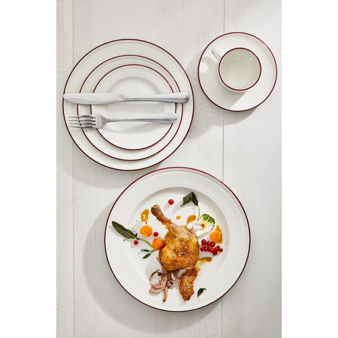 Steelite Bead Maroon Band Saucers 150mm (12 Pack)