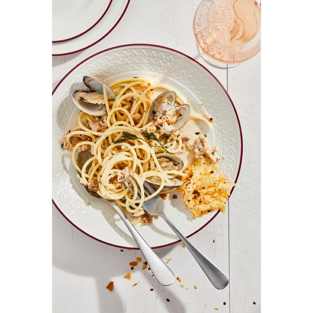 Steelite Bead Maroon Band Pasta Plates 240mm (12 Pack)