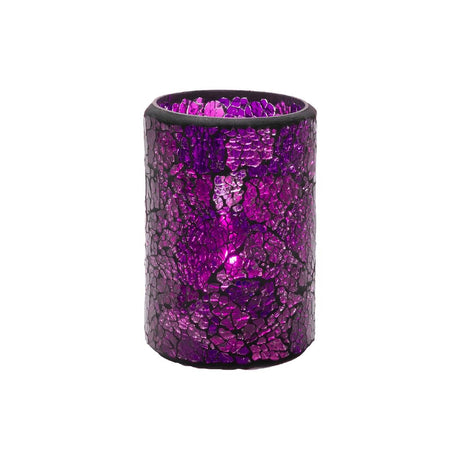 Hollowick Blue & Purple Crackle Glass Cylinder Lamp 80mm x 102mm (24 Pack)