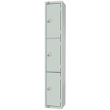 Elite Three Door Camlock Locker with Sloping Top Grey