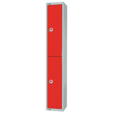 Elite Double Door Electronic Combination Locker with Sloping Top Red