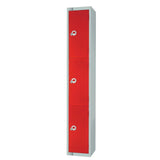 Elite Three Door Manual Combination Locker Locker Red with Sloping Top